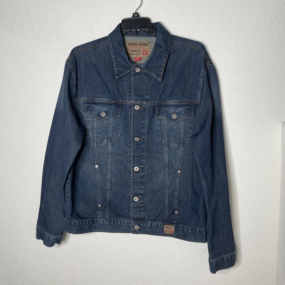 90s Guess Jeans Workwear Denim Jacket Mens XXL #D67-62W Blue Gorpcore
